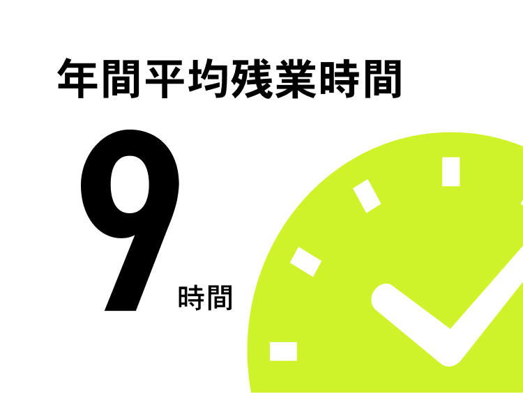 年間平均残業時間9時間